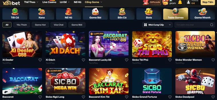 Tổng Hợp Những Tựa Game Table Game VaoBet Hấp Dẫn Nhất Dành Cho Mọi Thành Viên
